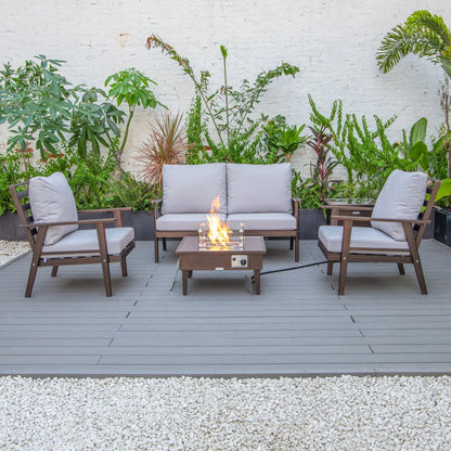 Walbrooke Aluminum Patio Conversation With Fire Pit Table & Tank Holder - Elax Furniture