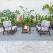 Walbrooke Aluminum Patio Conversation With Fire Pit Table & Tank Holder - Elax Furniture