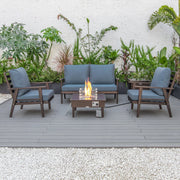 Walbrooke Aluminum Patio Conversation With Fire Pit Table & Tank Holder - Elax Furniture