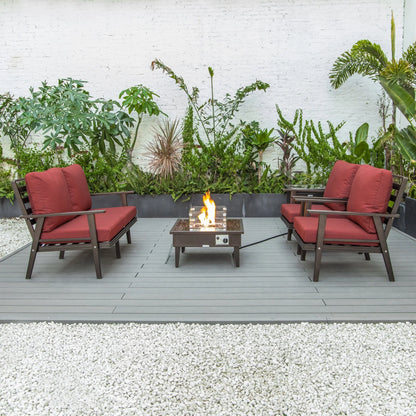 Walbrooke Aluminum Patio Conversation With Fire Pit Table & Tank Holder - Elax Furniture