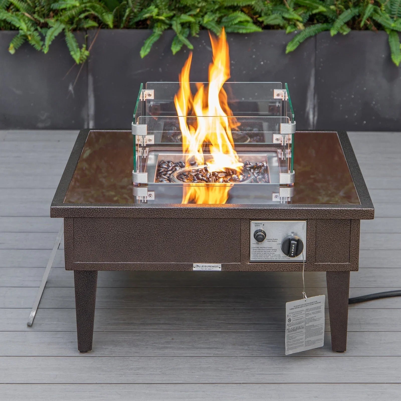 Walbrooke Outdoor Patio Square Fire Pit and Tank Holder - Elax Furniture