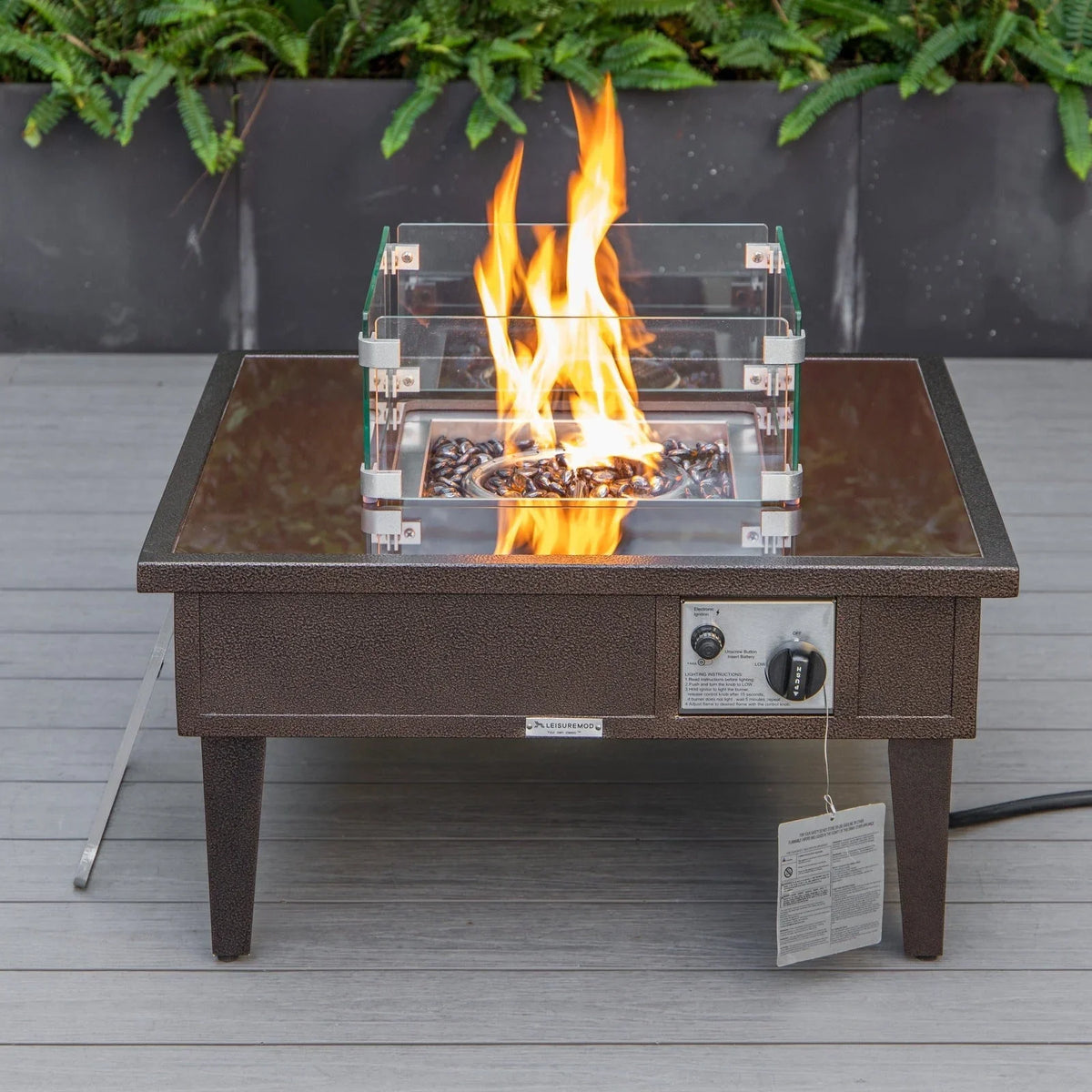 Walbrooke Modern Outdoor Square Fire Pit Table with Powder-Coated Aliuminum Frame - Elax Furniture