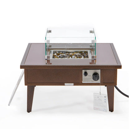 Walbrooke Modern Outdoor Square Fire Pit Table with Powder-Coated Aliuminum Frame - Elax Furniture