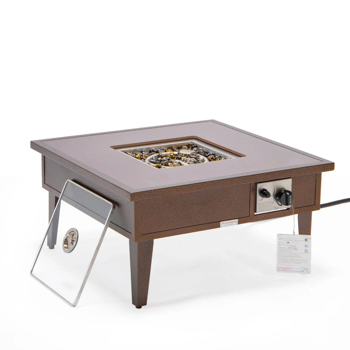 Walbrooke Modern Outdoor Square Fire Pit Table with Powder-Coated Aliuminum Frame - Elax Furniture