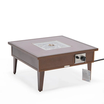 Walbrooke Modern Outdoor Square Fire Pit Table with Powder-Coated Aliuminum Frame - Elax Furniture