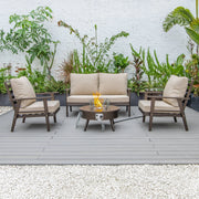 Walbrooke Aluminum Patio Conversation With Fire Pit Table & Tank Holder - Elax Furniture