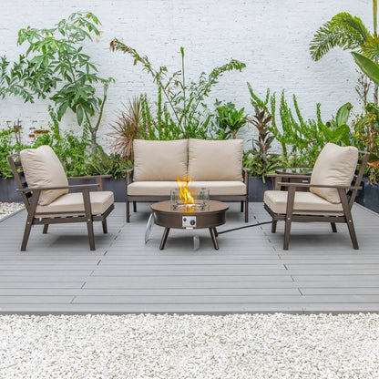 Walbrooke Aluminum Patio Conversation With Fire Pit Table & Tank Holder - Elax Furniture