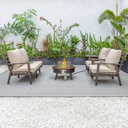 Walbrooke Aluminum Patio Conversation With Fire Pit Table & Tank Holder - Elax Furniture