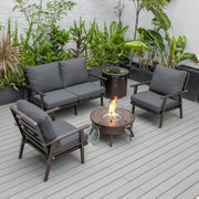 Walbrooke Aluminum Patio Conversation With Fire Pit Table & Tank Holder - Elax Furniture