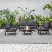 Walbrooke Aluminum Patio Conversation With Fire Pit Table & Tank Holder - Elax Furniture