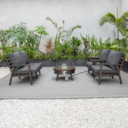 Walbrooke Aluminum Patio Conversation With Fire Pit Table & Tank Holder - Elax Furniture