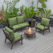 Walbrooke Aluminum Patio Conversation With Fire Pit Table & Tank Holder - Elax Furniture