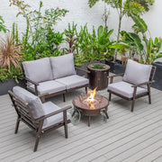 Walbrooke Aluminum Patio Conversation With Fire Pit Table & Tank Holder - Elax Furniture