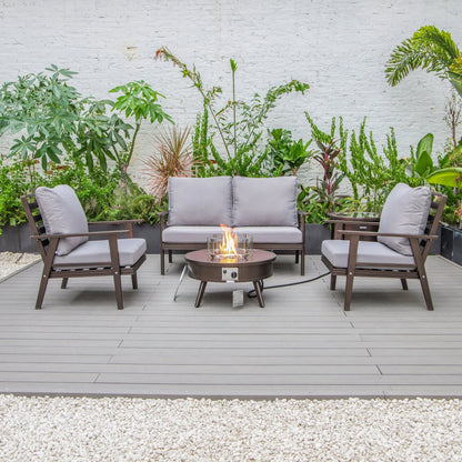 Walbrooke Aluminum Patio Conversation With Fire Pit Table & Tank Holder - Elax Furniture