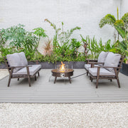 Walbrooke Aluminum Patio Conversation With Fire Pit Table & Tank Holder - Elax Furniture