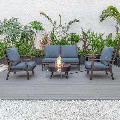 Walbrooke Aluminum Patio Conversation With Fire Pit Table & Tank Holder - Elax Furniture