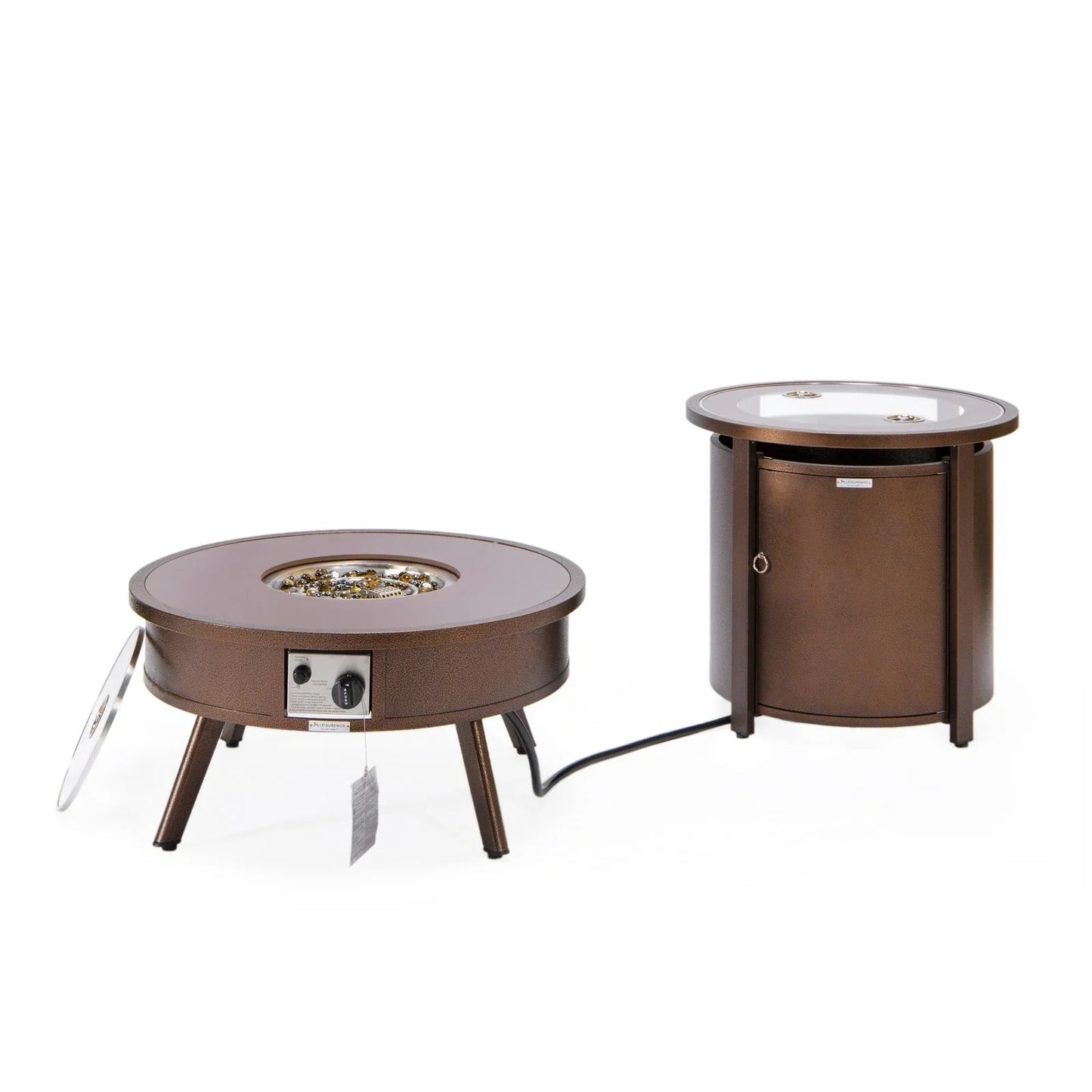 Walbrooke Outdoor Patio Round Fire Pit and Tank Holder - Elax Furniture