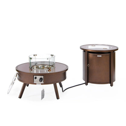 Walbrooke Outdoor Patio Round Fire Pit and Tank Holder - Elax Furniture