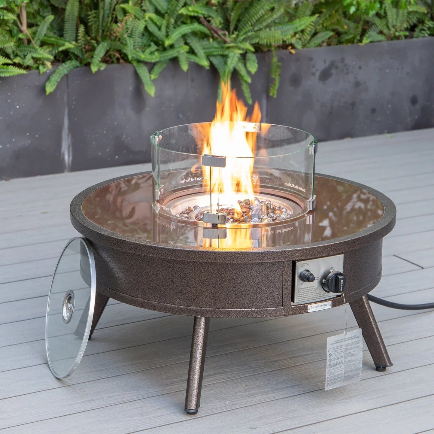 Walbrooke Outdoor Patio Round Fire Pit and Tank Holder - Elax Furniture