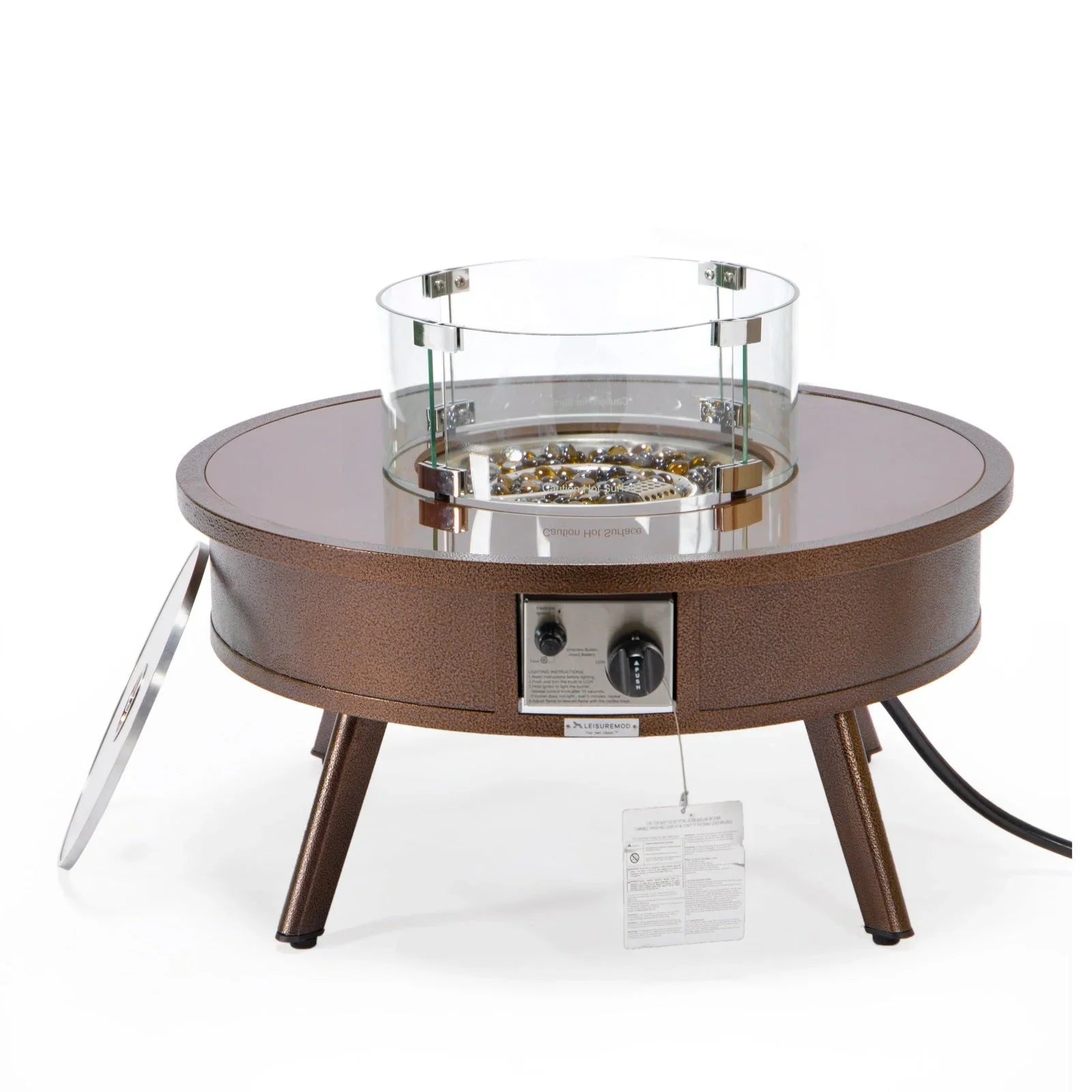 Walbrooke Modern Outdoor Round Fire Pit Table with Powder-Coated Aliuminum Frame - Elax Furniture