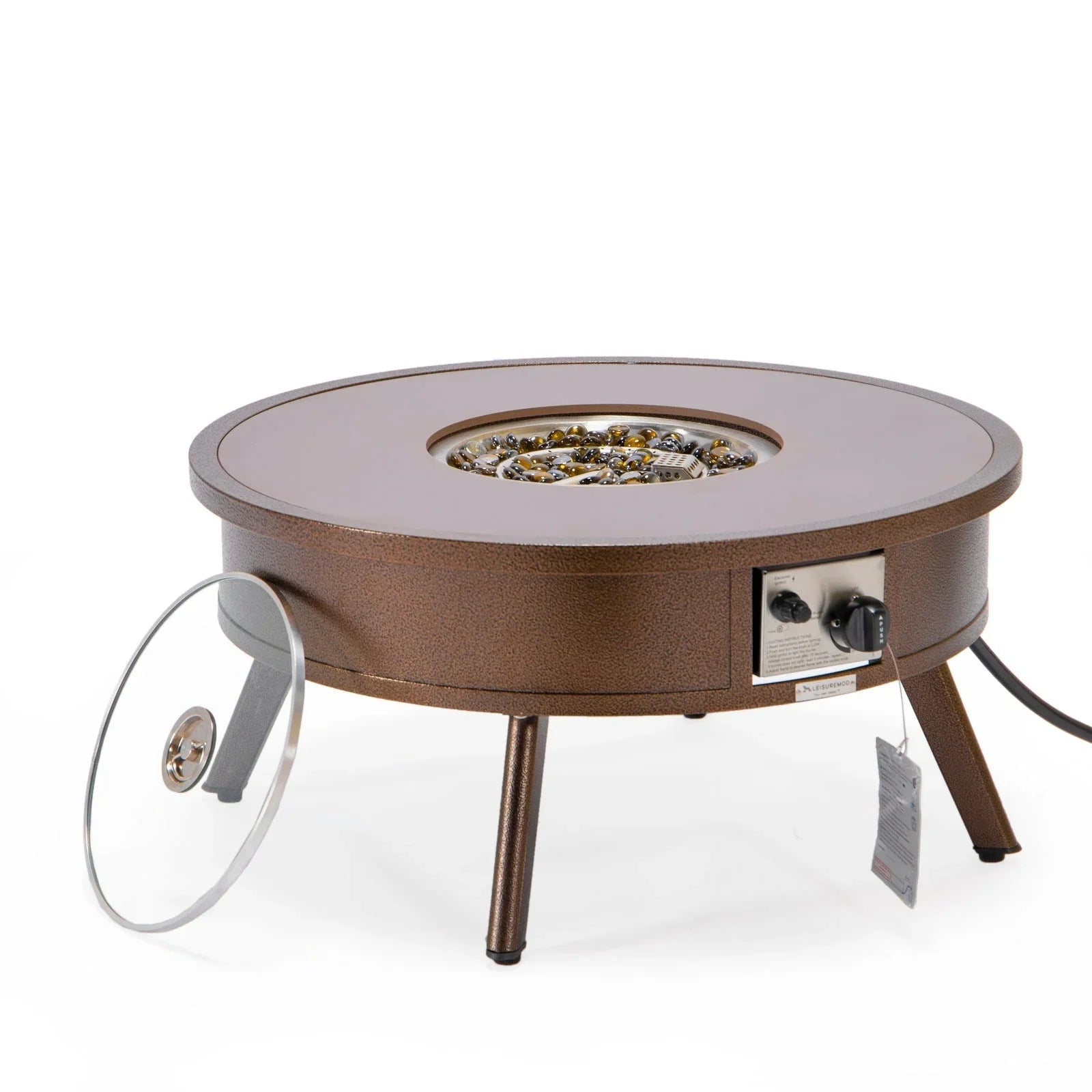 Walbrooke Modern Outdoor Round Fire Pit Table with Powder-Coated Aliuminum Frame - Elax Furniture