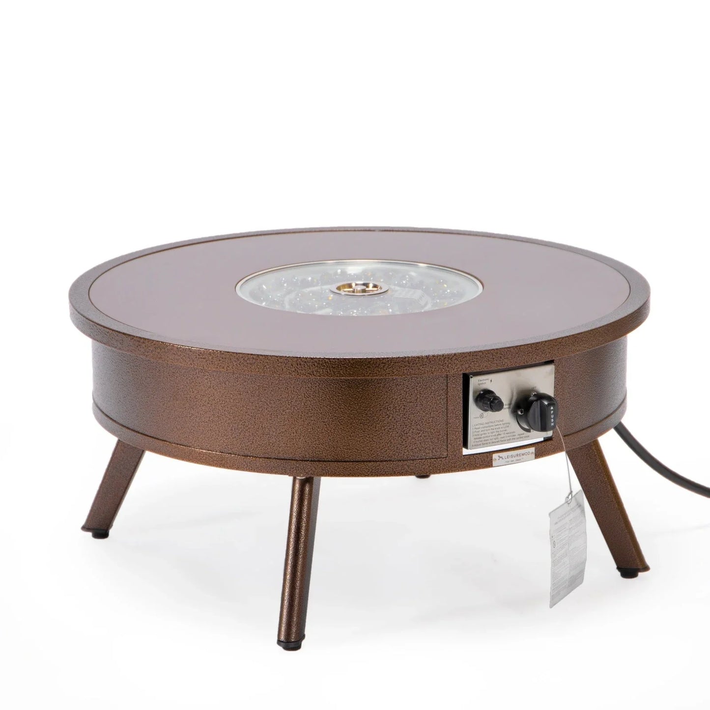 Walbrooke Modern Outdoor Round Fire Pit Table with Powder-Coated Aliuminum Frame - Elax Furniture