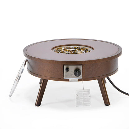 Walbrooke Modern Outdoor Round Fire Pit Table with Powder-Coated Aliuminum Frame - Elax Furniture