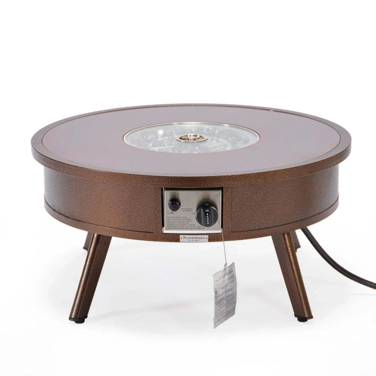 Walbrooke Modern Outdoor Round Fire Pit Table with Powder-Coated Aliuminum Frame - Elax Furniture