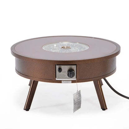 Walbrooke Modern Outdoor Round Fire Pit Table with Powder-Coated Aliuminum Frame - Elax Furniture