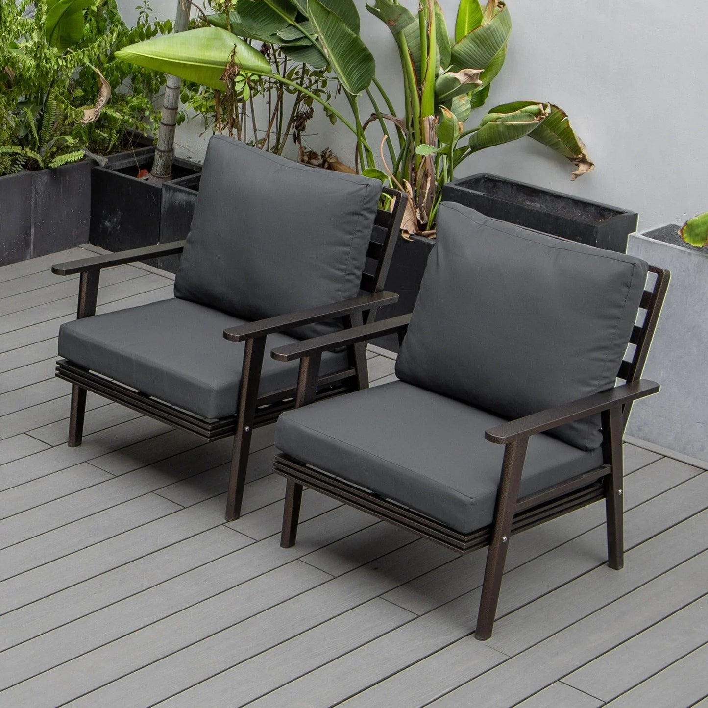 Walbrooke Modern Brown Patio Arm Chair, Set of 2 - Elax Furniture