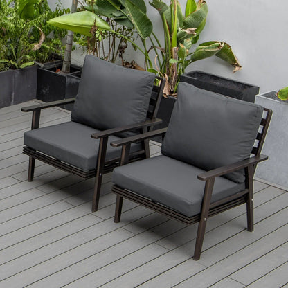 Walbrooke Modern Brown Patio Arm Chair, Set of 2 - Elax Furniture