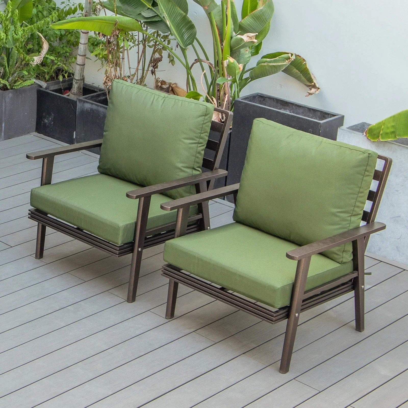 Walbrooke Modern Brown Patio Arm Chair, Set of 2 - Elax Furniture