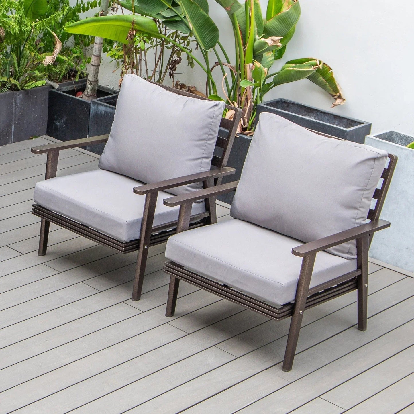 Walbrooke Modern Brown Patio Arm Chair, Set of 2 - Elax Furniture