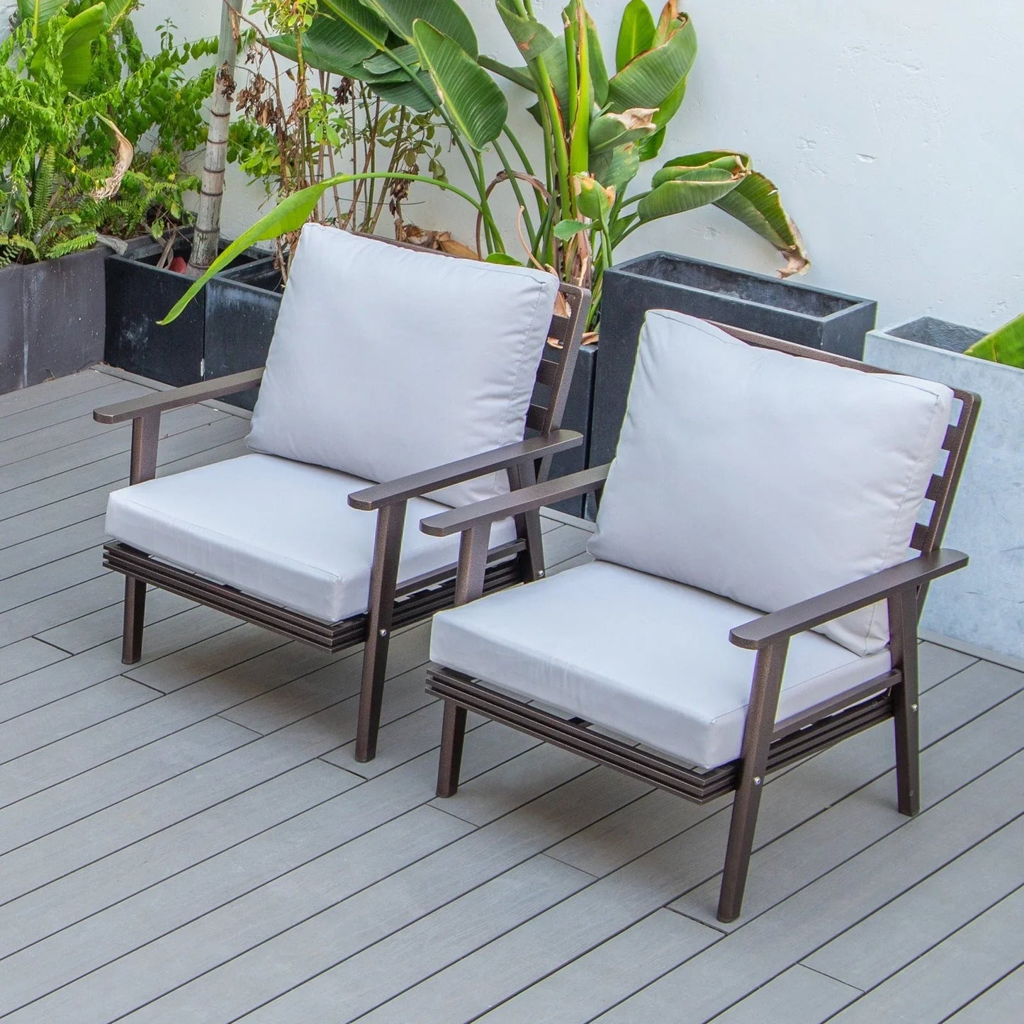 Walbrooke Modern Brown Patio Arm Chair, Set of 2 - Elax Furniture