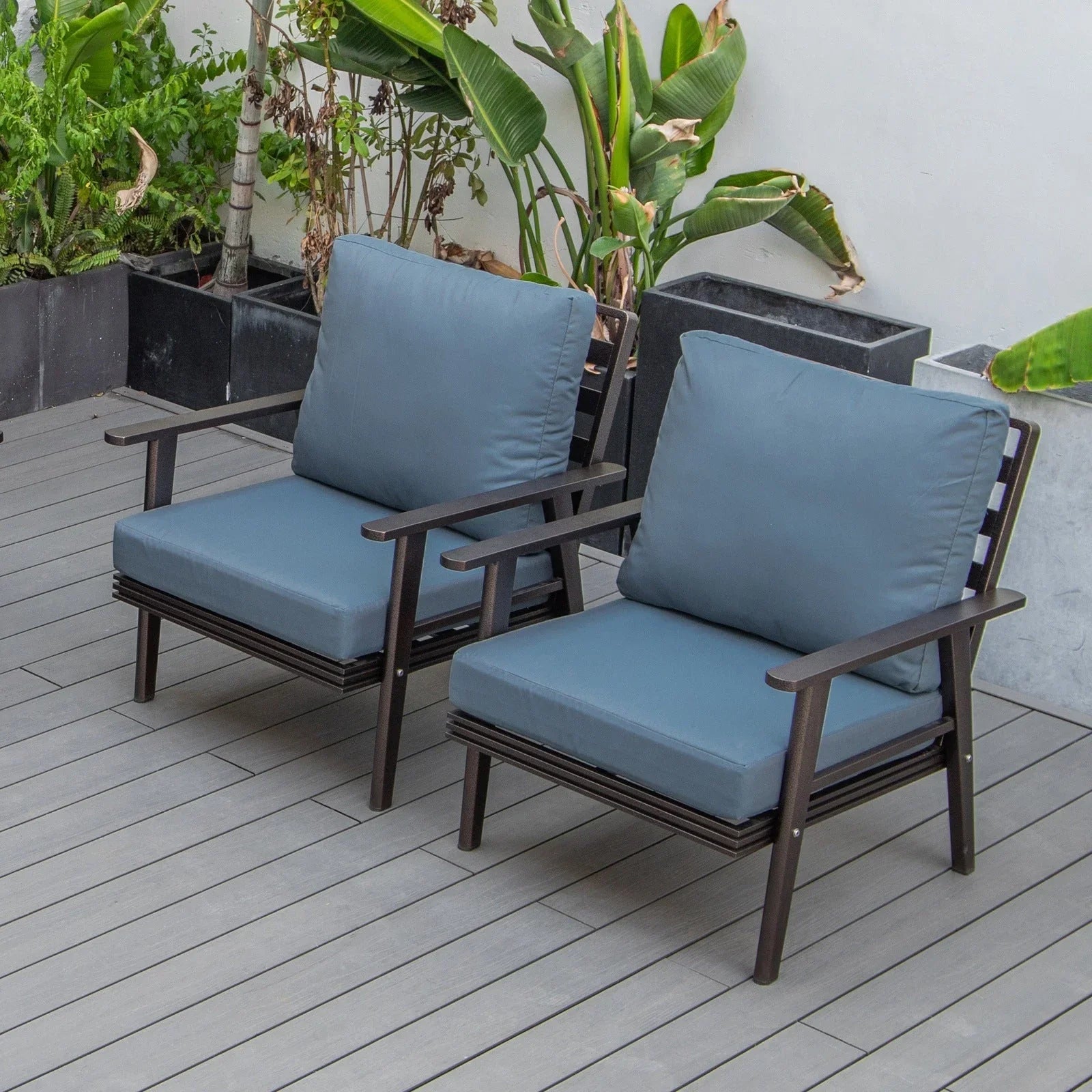 Walbrooke Modern Brown Patio Arm Chair, Set of 2 - Elax Furniture