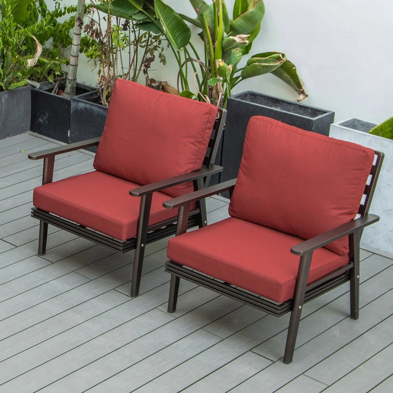 Walbrooke Modern Brown Patio Arm Chair, Set of 2 - Elax Furniture