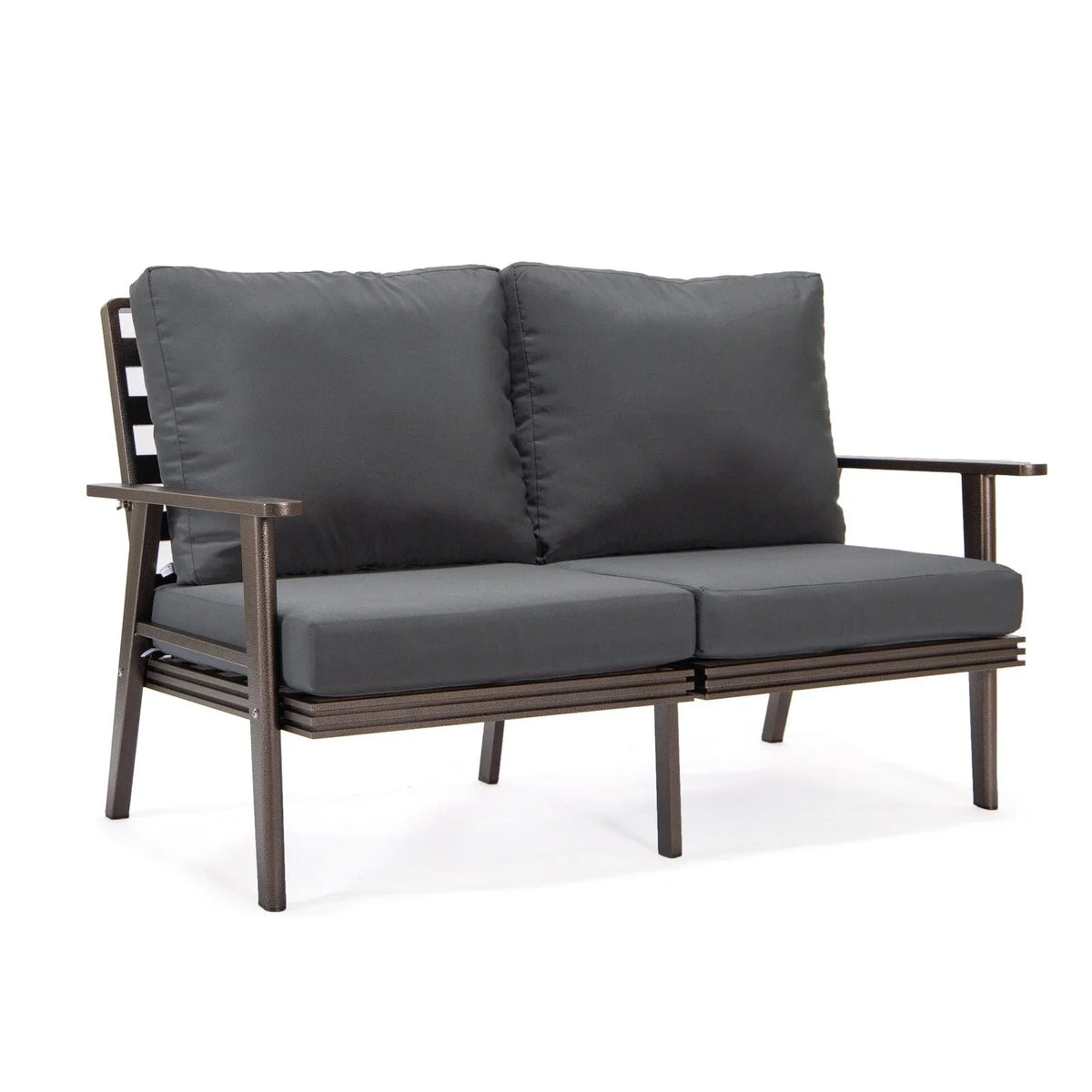 Walbrooke Modern 3-Piece Outdoor Patio Set with Brown Aluminum Frame and Removable Cushions Loveseat and Set of 2 Armchairs - Elax Furniture