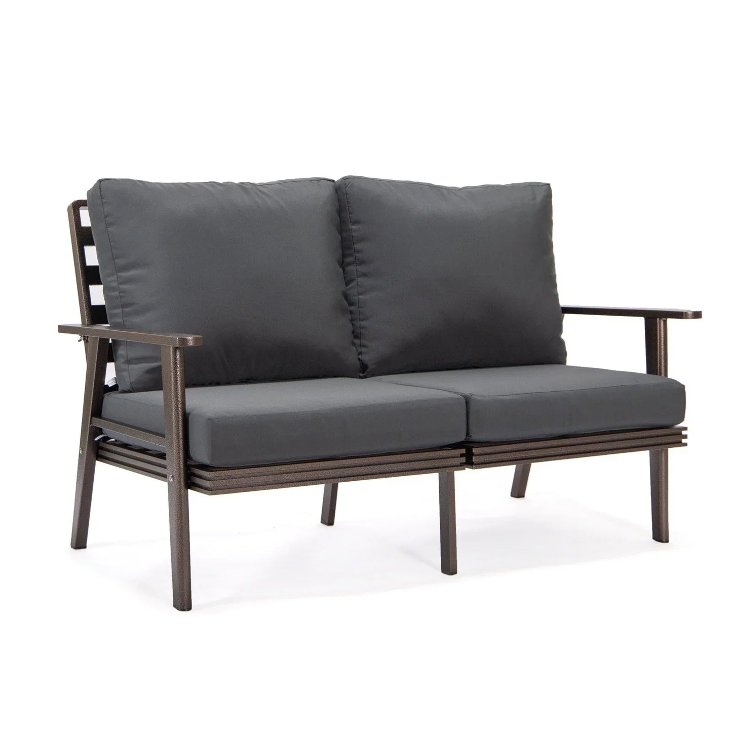 Walbrooke Modern 3-Piece Outdoor Patio Set with Brown Aluminum Frame and Removable Cushions Loveseat and Set of 2 Armchairs - Elax Furniture