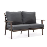 Walbrooke Modern 3-Piece Outdoor Patio Set with Brown Aluminum Frame and Removable Cushions Loveseat and Set of 2 Armchairs - Elax Furniture