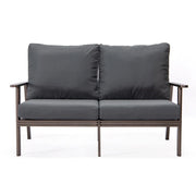 Walbrooke Modern 3-Piece Outdoor Patio Set with Brown Aluminum Frame and Removable Cushions Loveseat and Set of 2 Armchairs - Elax Furniture