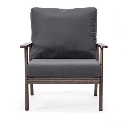 Walbrooke Modern 3-Piece Outdoor Patio Set with Brown Aluminum Frame and Removable Cushions Loveseat and Set of 2 Armchairs - Elax Furniture