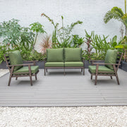 Walbrooke Modern 3-Piece Outdoor Patio Set with Brown Aluminum Frame and Removable Cushions Loveseat and Set of 2 Armchairs - Elax Furniture