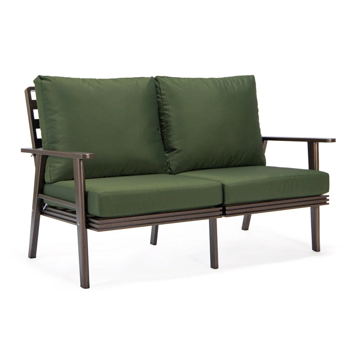 Walbrooke Modern 3-Piece Outdoor Patio Set with Brown Aluminum Frame and Removable Cushions Loveseat and Set of 2 Armchairs - Elax Furniture