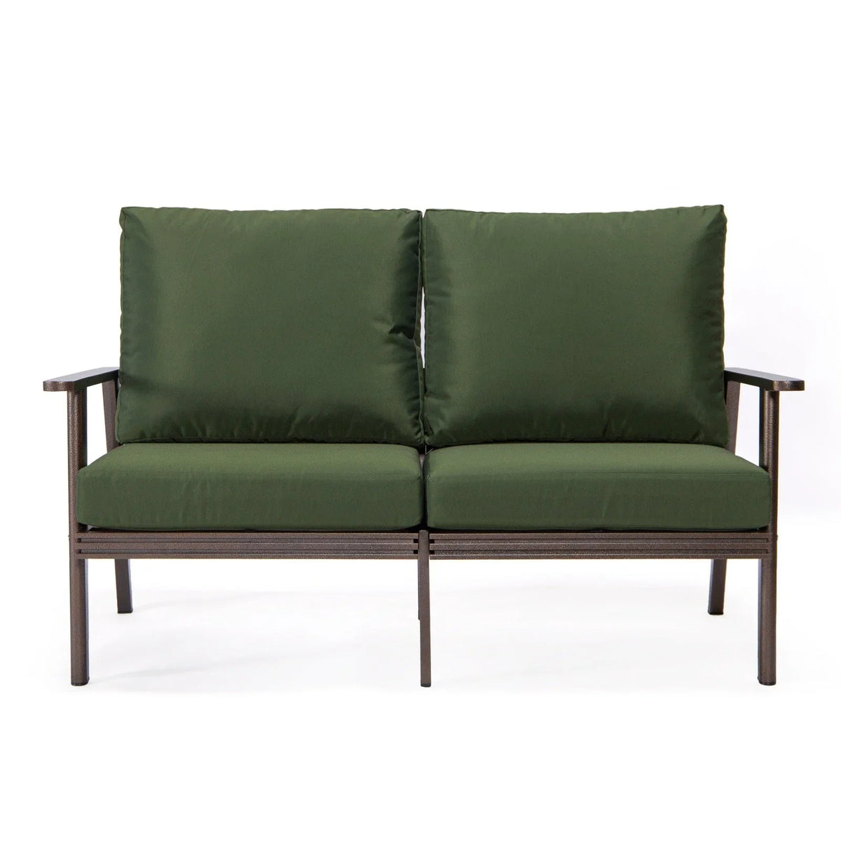Walbrooke Modern 3-Piece Outdoor Patio Set with Brown Aluminum Frame and Removable Cushions Loveseat and Set of 2 Armchairs - Elax Furniture