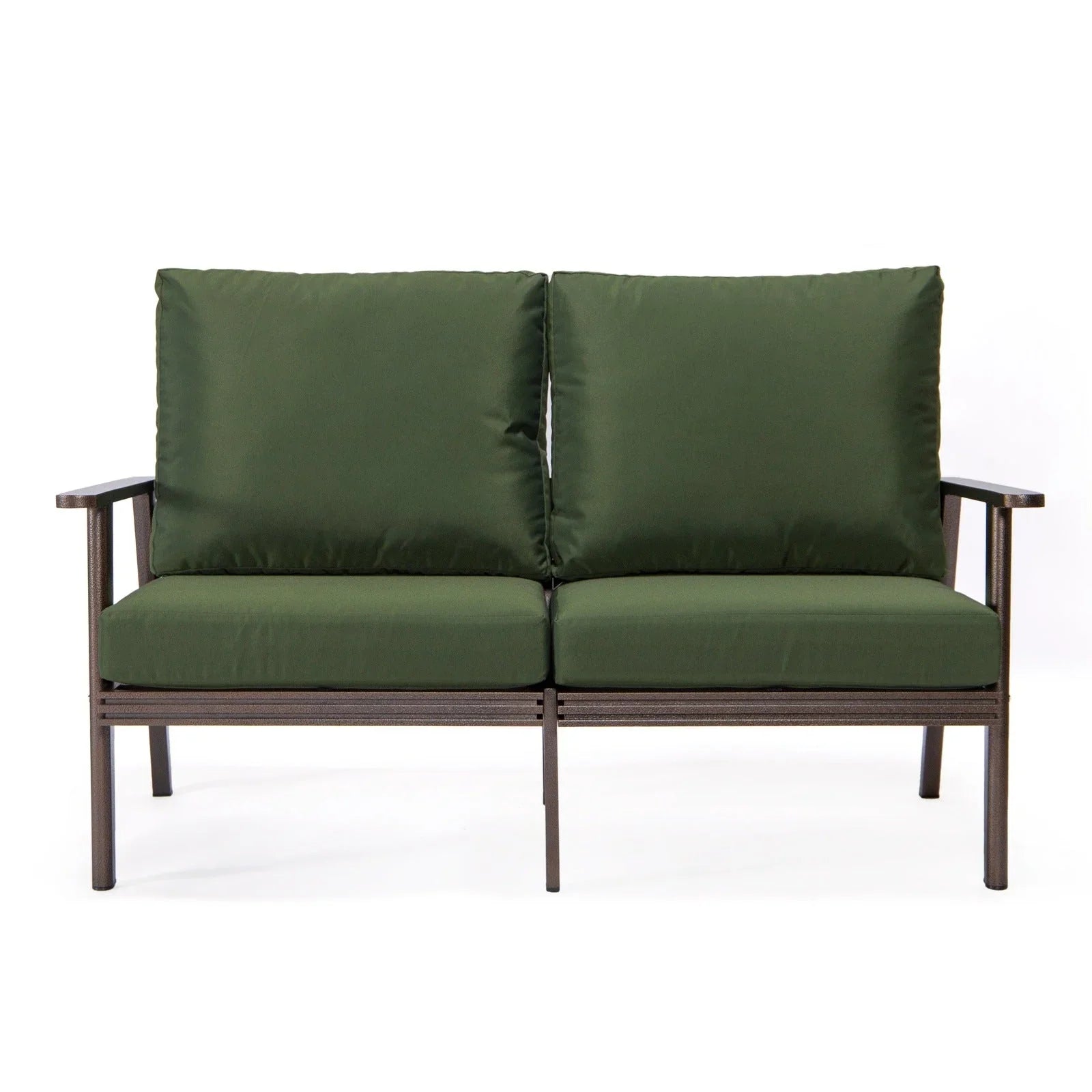 Walbrooke Modern 3-Piece Outdoor Patio Set with Brown Aluminum Frame and Removable Cushions Loveseat and Set of 2 Armchairs - Elax Furniture