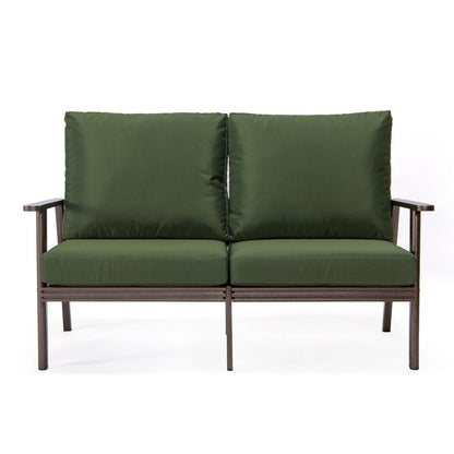 Walbrooke Modern 3-Piece Outdoor Patio Set with Brown Aluminum Frame and Removable Cushions Loveseat and Set of 2 Armchairs - Elax Furniture