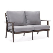 Walbrooke Modern 3-Piece Outdoor Patio Set with Brown Aluminum Frame and Removable Cushions Loveseat and Set of 2 Armchairs - Elax Furniture
