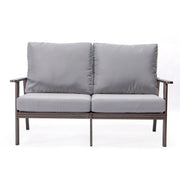 Walbrooke Modern 3-Piece Outdoor Patio Set with Brown Aluminum Frame and Removable Cushions Loveseat and Set of 2 Armchairs - Elax Furniture