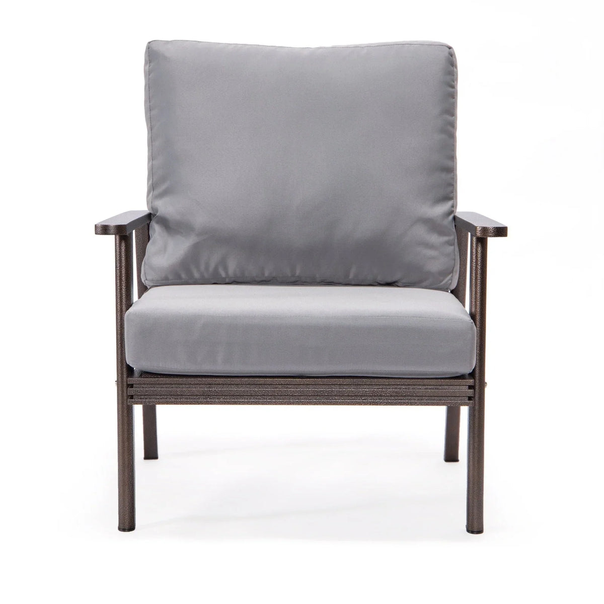 Walbrooke Modern 3-Piece Outdoor Patio Set with Brown Aluminum Frame and Removable Cushions Loveseat and Set of 2 Armchairs - Elax Furniture