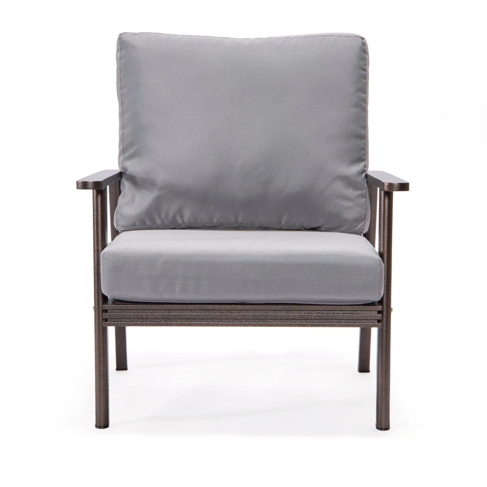 Walbrooke Modern 3-Piece Outdoor Patio Set with Brown Aluminum Frame and Removable Cushions Loveseat and Set of 2 Armchairs - Elax Furniture